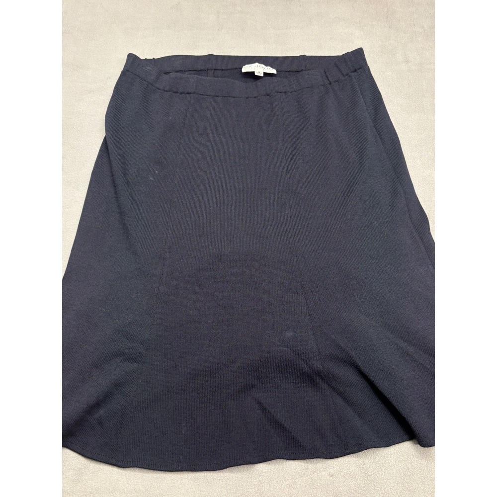 VTG St. John Collection Navy Blue Santana Knit A-Line Skirt Size 16 Made in USA